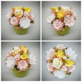   Szappanvirág csokor - barack szappanvirág csokor - zöld kaspóban