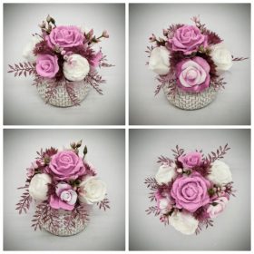   Szappanvirág csokor - mályva - fehér - szappanvirág csokor - fehér kaspóban - 3.