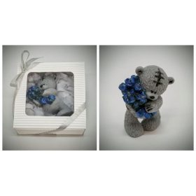   Szappan - szürke maci - sötétkék virággal -  díszdobozban - 1.