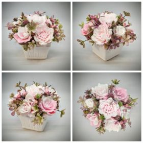   Szappanvirág csokor - rózsaszín - fehér - szappanvirág csokor - fehér nagy kocka kaspóban - 9.