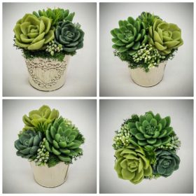   Szappanvirág - Szukkulens - pozsgás szappanvirág csokor - kis fém kaspóban - 2.