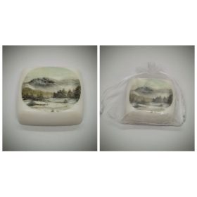   Szappan - kocka alakú képes szappan - téli táj - Dove illat - organza szatyorban