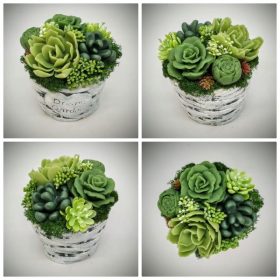   Szappanvirág - Szukkulens - pozsgás szappanvirág csokor - fonott kerámia kaspóban - 3.