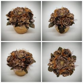   Szappanvirág csokor - metál - szappanvirág csokor - kis arany kaspóban - 4.