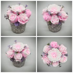   Szappanvirág csokor - rózsaszín szappanvirág csokor - kőkaspóban - 1.