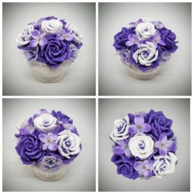   Szappanvirág csokor - lila - fehér - szappanvirág csokor - fehér kis kaspóban - 3.