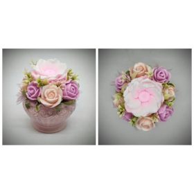   Szappanvirág csokor - rózsaszín - barack szappancsokor - kis rózsaszín kaspóban - 4.