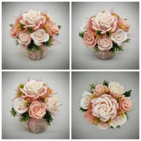   Szappanvirág csokor - barack - szappanvirág csokor - kis rosegold kaspóban - 6.