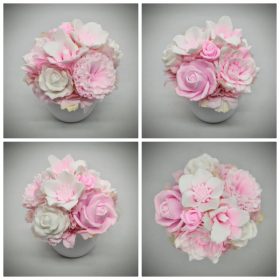   Szappanvirág csokor - Rózsaszín - fehér vegyes szappanvirág csokor - fehér kaspóban - 4.