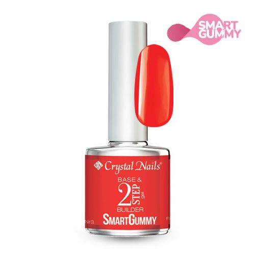 Crystal Nails - 2S - SMARTGUMMY RUBBER BASE GEL - NR3 - PASSION RED - 8ML