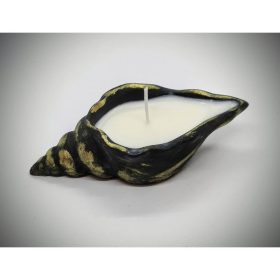   Szójaviasz gyertya - kókusz illattal - arany-fekete - gipsz kagylóban 1.