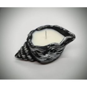   Szójaviasz gyertya - kókusz illattal - ezüst-fekete - gipsz kagylóban 4.
