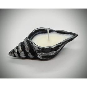   Szójaviasz gyertya - kókusz illattal - ezüst-fekete - gipsz kagylóban 2.
