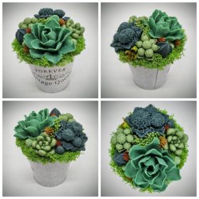   Szappanvirág - Szukkulens - pozsgás szappanvirág csokor - nagy fém kaspóban - 4.