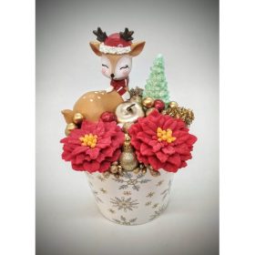   Szappanvirág csokor - Őzikés szappanvirág - hópihés kaspóban -1.