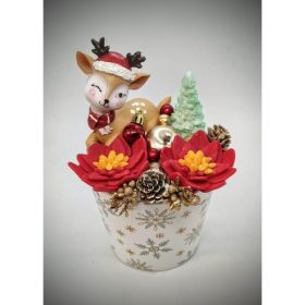   Szappanvirág csokor - Őzikés szappanvirág - hópihés kaspóban -2.