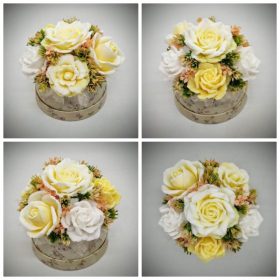   Szappanvirág csokor - Sárga szappanvirág csokor - apróvirágos kör dobozban