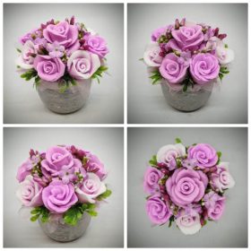   Szappanvirág csokor - Rózsaszín - szappanvirág csokor - kis ezüst kaspóban