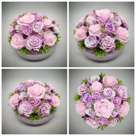   Szappanvirág csokor - Rózsaszín - szappanvirág csokor - rózsaszín tál kaspóban