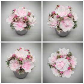   Szappanvirág csokor - rózsaszín szappanvirág csokor - ezüst kaspóban - 2.