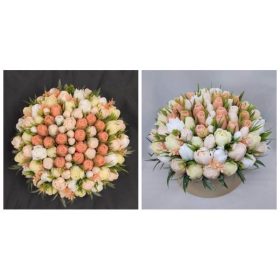   Szappanvirág csokor - Giga tulipános szappanvirág csokor - óriás kör dobozban