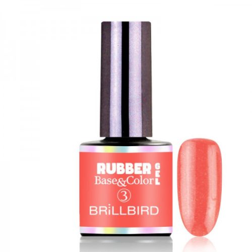 BRILLBIRD - RUBBER BASE MANI GEL - 3 - CORAL - WHITE SHINE - 8ML