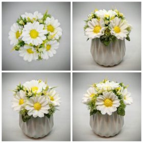   Szappanvirág csokor - Margaréta - szappanvirág csokor - világos kék kaspóban