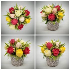   Szappanvirág csokor - Tulipán szappanvirág csokor - kőkaspóban - 5.