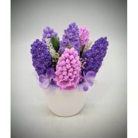   Szappanvirág csokor - Lila orgona szappanvirág csokor - kis fehér kaspóban - 4.