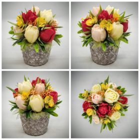   Szappanvirág csokor - Tulipán szappanvirág csokor - kőkaspóban - 4.