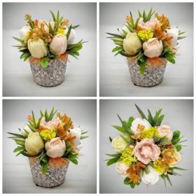   Szappanvirág csokor - Tulipán szappanvirág csokor - barack - kis kőkaspóban - 3.