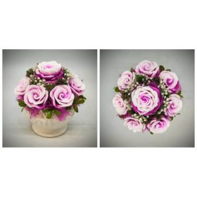   Szappanvirág csokor - Fukszia szappanvirág csokor - kis fehér kaspóban - 3.