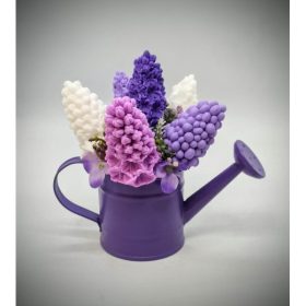   Szappanvirág csokor - Lila orgona szappanvirág csokor - kis lila locsolókannában - 3.