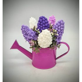   Szappanvirág csokor - Lila orgona szappanvirág csokor - kis fukszia locsolókannában - 2.