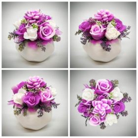   Szappanvirág csokor - fukszia szappanvirág csokor - fehér kaspóban - 3.