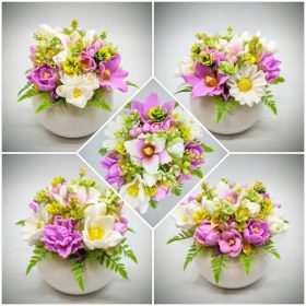   Szappanvirág csokor - Tavaszi vegyes - szappanvirág csokor - fehér kaspóban - 4.