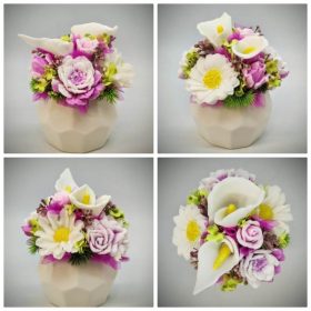   Szappanvirág csokor - Tavaszi vegyes - szappanvirág csokor - fehér kaspóban - 1.