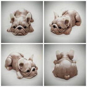   Szappan - Barna-fehér bulldog kutya - organza szatyorban - 2.