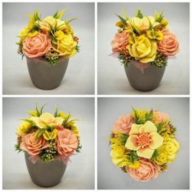   Szappanvirág csokor - Sárga - barack szappanvirág csokor - pezsgő közepes kaspóban - 1.