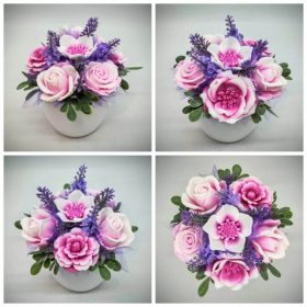   Szappanvirág csokor - Rózsaszín - magenta szappanvirág csokor - fehér kaspóban - 6.