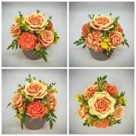   Szappanvirág csokor - Sárga- narancs szappanvirág csokor - pezsgő közepes kaspóban - 4.