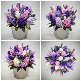   Szappanvirág csokor - Vegyes orgona szappanvirág csokor - ezüst kaspóban