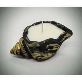   Szójaviasz gyertya - kókusz illattal - arany-fekete - gipsz kagylóban 3.