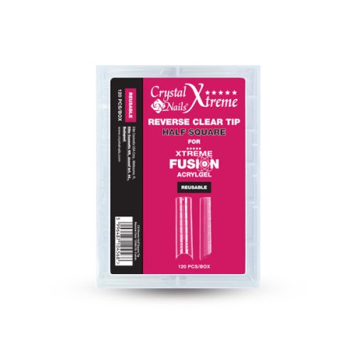 Crystal Nails - XTREME HALF SQUARE REVERSE CLEAR TIP XTREME FUSION ACRYLGEL-HEZ - 120DB