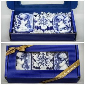   Szappan - Kék - angyalka kislány - angyalka fiú -  hópihe - szappan szett - kék dobozban - 10.