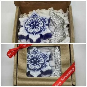   Szappan - Kék hópihe - ezüst angyalszárny - szappan szett - natúr barna dobozban - 2.