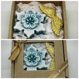   Szappan - Zöld hópihe - arany angyalszárny - szappan szett - natúr barna dobozban - 5.