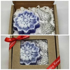   Szappan - Kék hópihe - ezüst angyalszárny - szappan szett - natúr barna dobozban - 3.