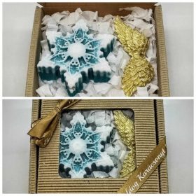   Szappan - Zöld hópihe - arany angyalszárny - szappan szett - natúr barna dobozban - 4.