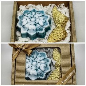   Szappan - Zöld hópihe - arany angyalszárny - szappan szett - natúr barna dobozban - 6.